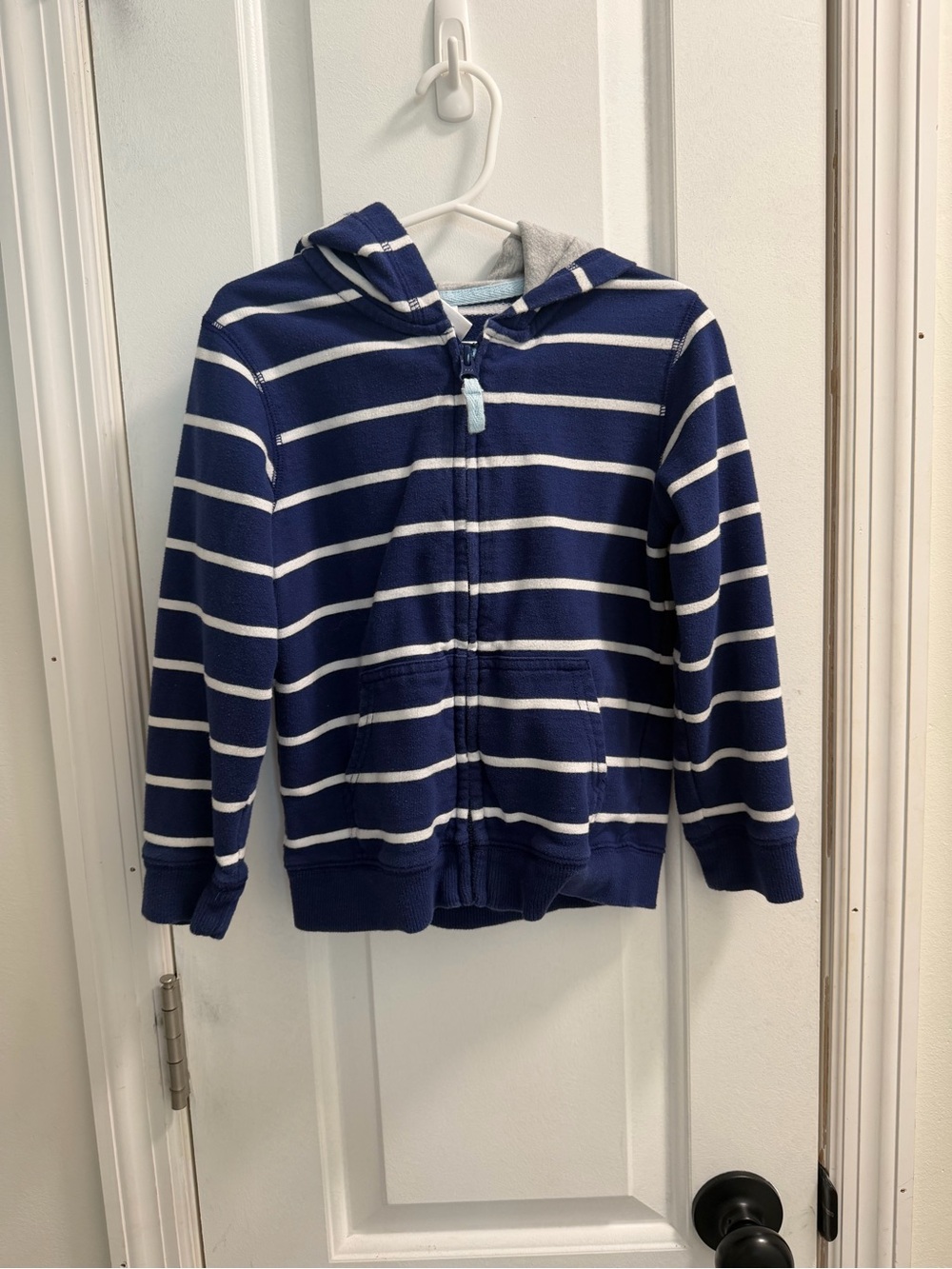 Gymboree Navy & White Stripe Hooded Zip-Up Sweatshirt